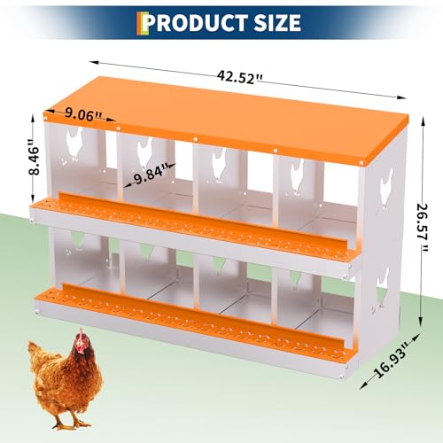 Garvee Chicken Nesting Box with Removable Tray, 8 Compartment Nesting Boxes for Chickens, Easy to Clean and Install