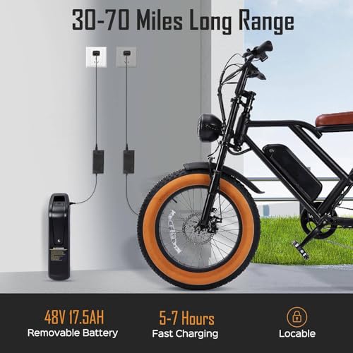 S8 Electric Bike for Adult, 1000W 20" Fat Tire 48V 17.5AH Removable Battery, Max 35-70 Miles Electric Motorcycle