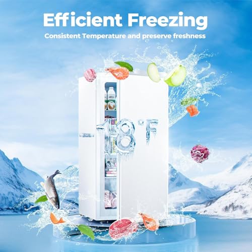 3.0 Cu.ft Upright Freezer, Small Mini Freezer with Adjustable Thermostat, Removable Shelves, Reversible Single Door, for Bedroom/Home/Dorms/Apartment
