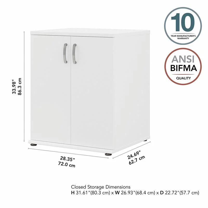 Pemberly Row Laundry Room Cabinet with Doors in White - Engineered Wood
