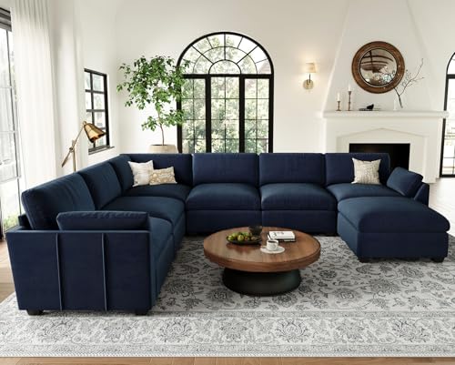 Belffin Extra Large Modular Sectional Sofa,106.3" 4-Seater L Shaped Couch,Velvet Convertible Sectional Couches for Living Room