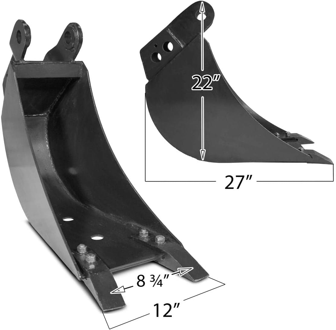 Titan Attachments Backhoe Bucket 12" 2 Bolt-On Forged Carbon Steel Teeth