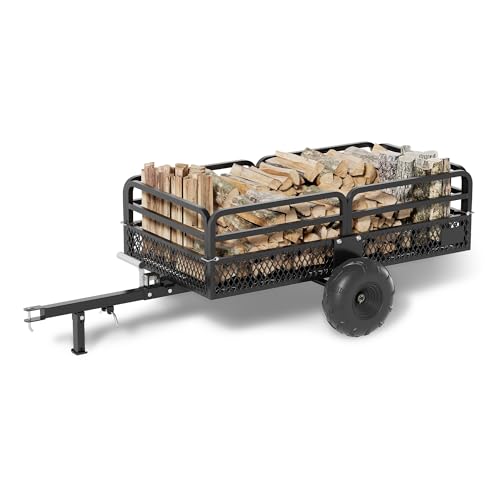 Heavy Duty Steel Dump Cart ATV Trailer, 1500 lbs 15 Cubic Feet Garden Utility Trailer W/Support & Removable Sides