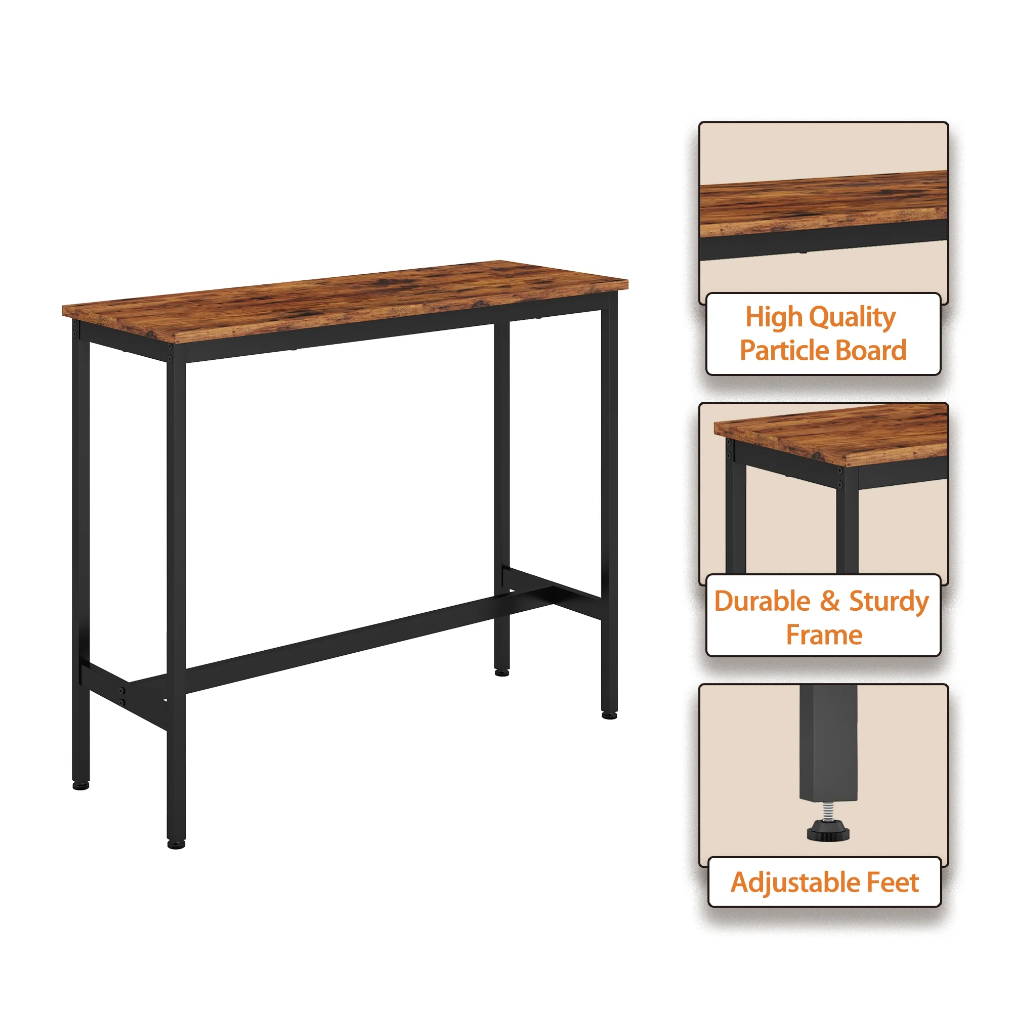 uhomepro 3 Pieces Bar Table Set, Modern Bar Table Set with 2 Stools, Home Kitchen Breakfast Table and Chairs Set Ideal for Pub, Living Room
