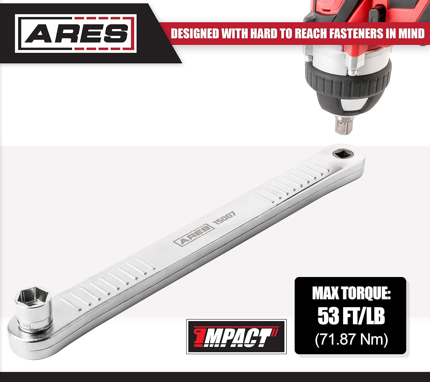 ARES 15008 - Impact Ready Offset Extension Wrench & Low Profile Socket Set