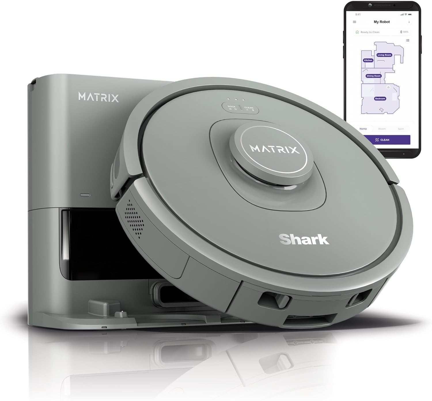Shark RV2300S Matrix Self-Empty Robot Vacuum with No Spots Missed on Carpets & Hard Floors, Bagless 30 Day Capacity Base