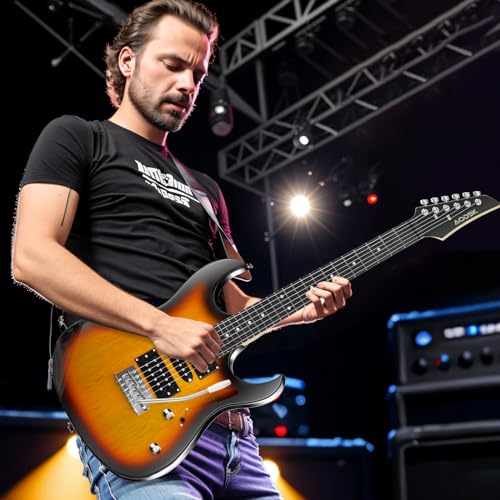AODSK Electric Guitar with Amp Beginner Kit 39 Inch Solid Body Full Size,All Accessories,Digital Tuner,Six Strings,Four Picks,Tremolo Bar,Strap
