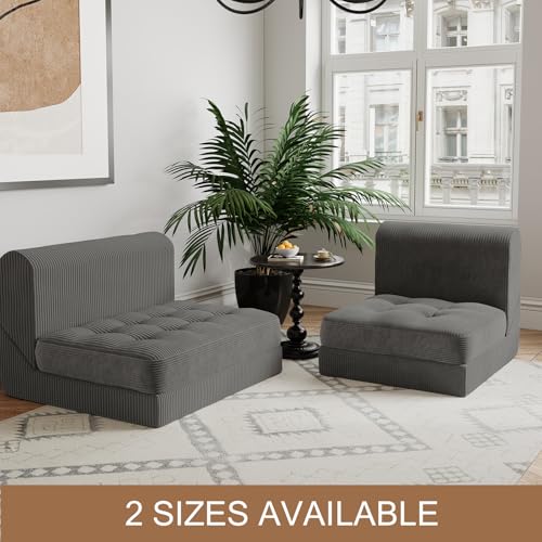 COMAX Folding Sofa Bed, Convertible Chair Bed Corduroy 3-in-1 Foldable Floor Couch with High-Density Foam, Futon Sofa Sleeper Mattress