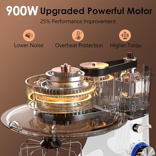 Kitchen in the Box Stand Mixer, 900W 8.5 QT Kitchen Electric Mixer, 10-Speed Large Capacity Tilt-head Food Mixer with Dough Hook, Wire Whip