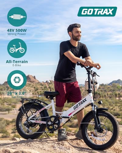 Gotrax 20" Folding Electric Bike with 55 Miles (Pedal-assist1) by 48V Battery, 20Mph Power by 500W, Smart LCD Display and 5 Pedal-Assist Levels