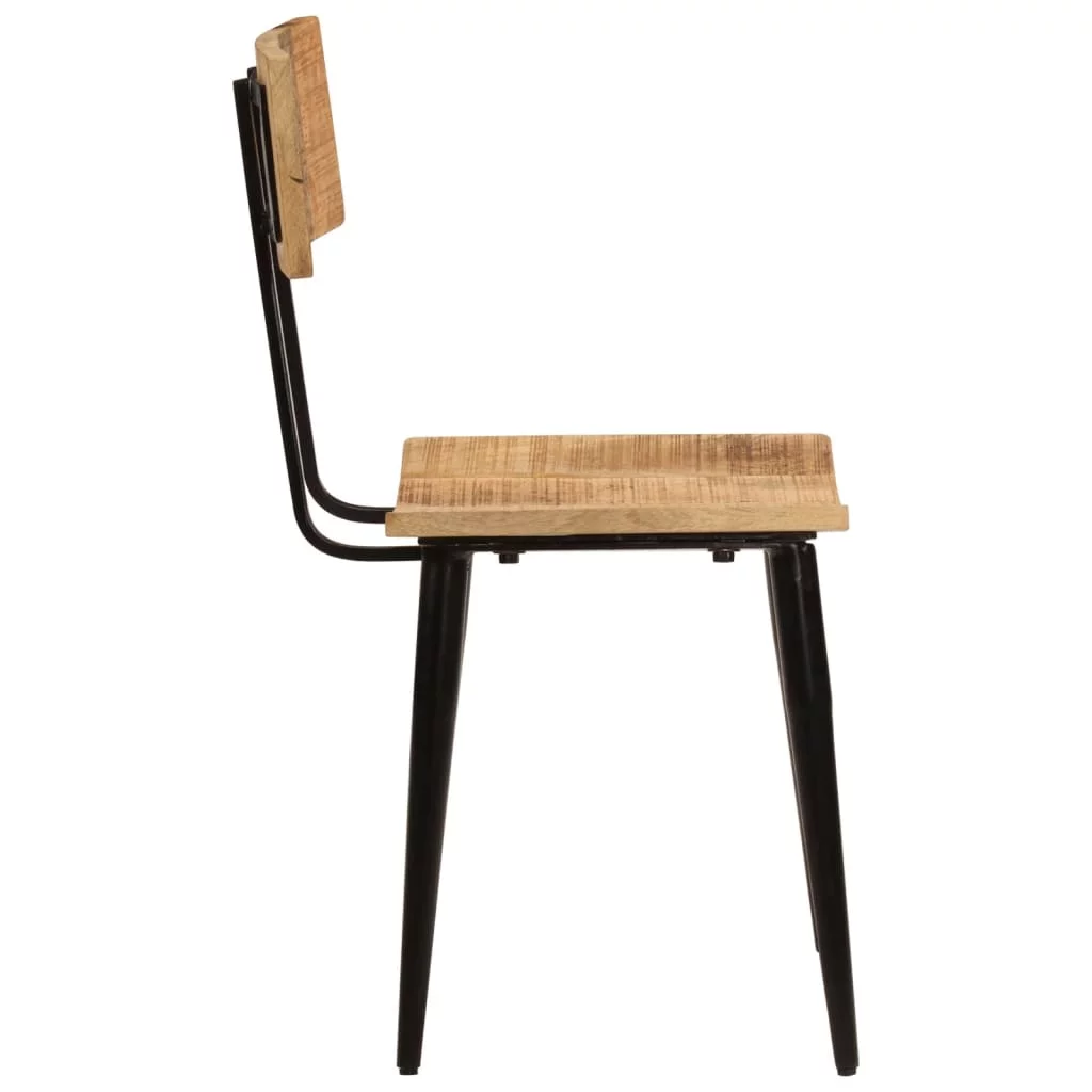 Tomshoo 2 pcs Antique-Style Dining Chairs, 17.3x15.7x31.5, Crafted from Durable Solid Mango Wood with Dense Grains, Stable Iron Frame
