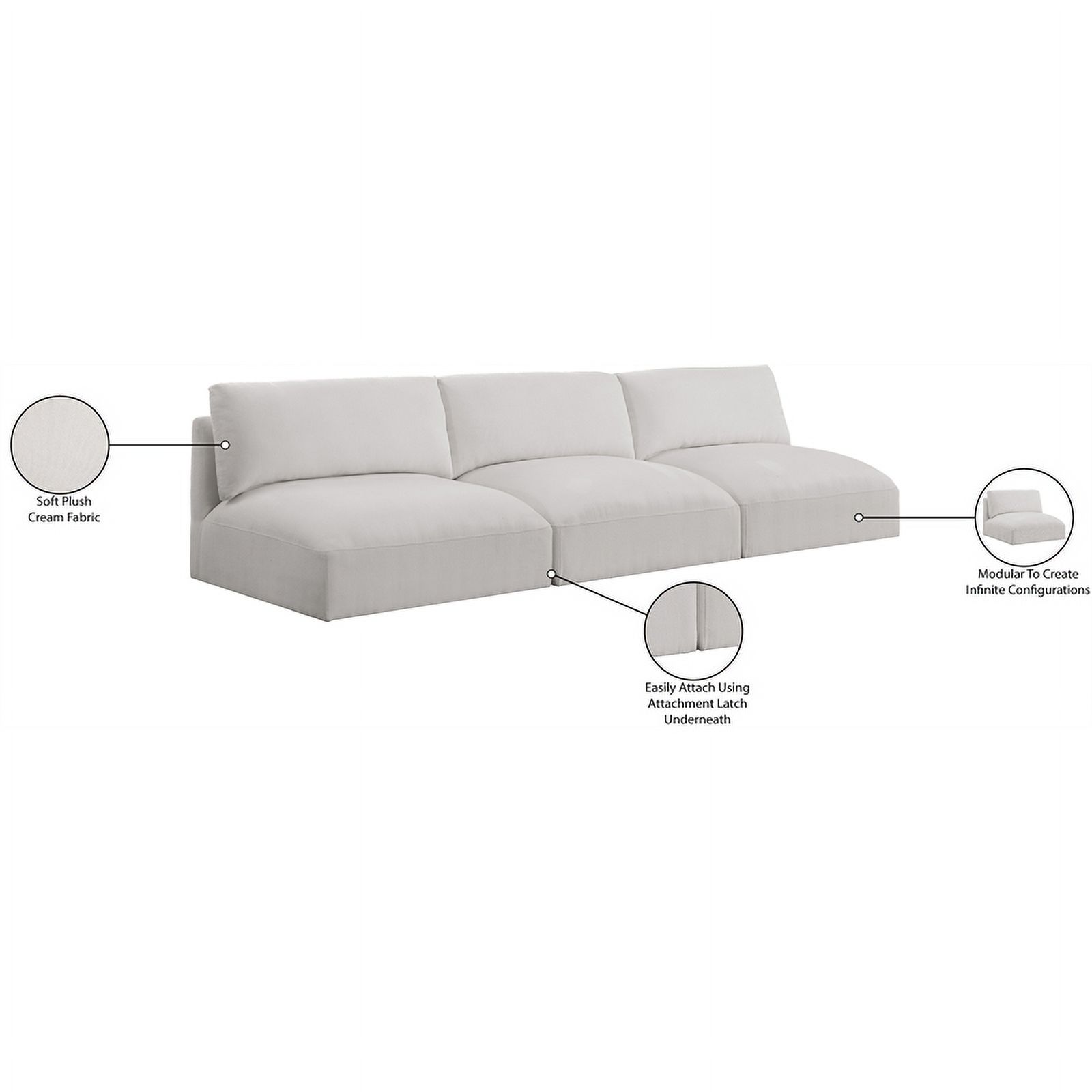 Meridian Furniture Ease Cream Fabric Modular Sofa