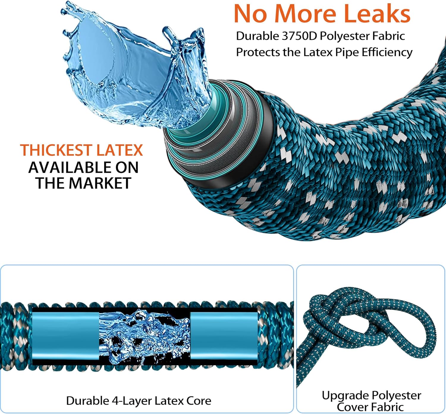150 ft Expandable Garden Hose - All New 2024 Retractable Water Hoses with 3/4" Solid Brass Fittings, Extra Strength Fabric