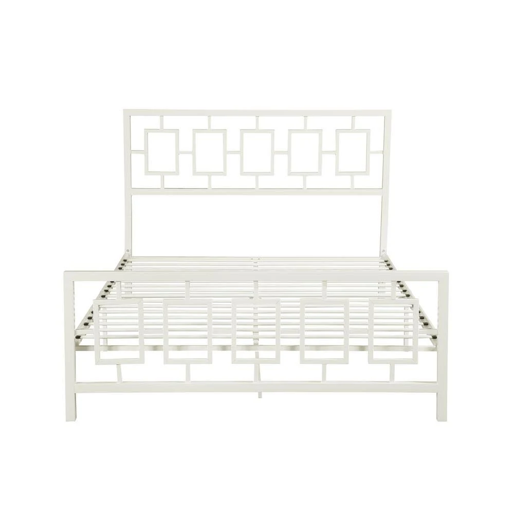 Noble House Krystin Modern Queen-size Iron Bed Frame, White