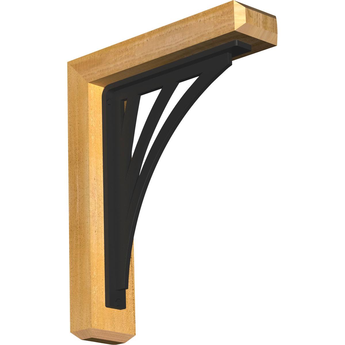 Ekena Millwork 4x22W x 16x22D x 19x22H Nevio Craftsman Ironcrest Rough Sawn BRACKET, Western Red Cedar (1 1/2x22W x 12x22D x 15x