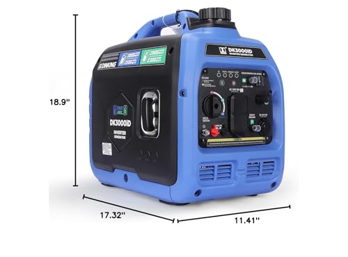 DK 5000W Gas Inverter Generator, Electric Start, 120V 240V Full Power Output, Dual or Tri-fuel Conversion Possible, Wheel & Handle Kit