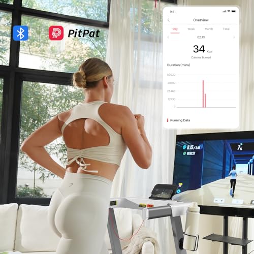 DeerRun Treadmills for Home with Incline and Handles, 3.5 HP Foldable Treadmill 350 LBS Weight Capacity for Small Spaces