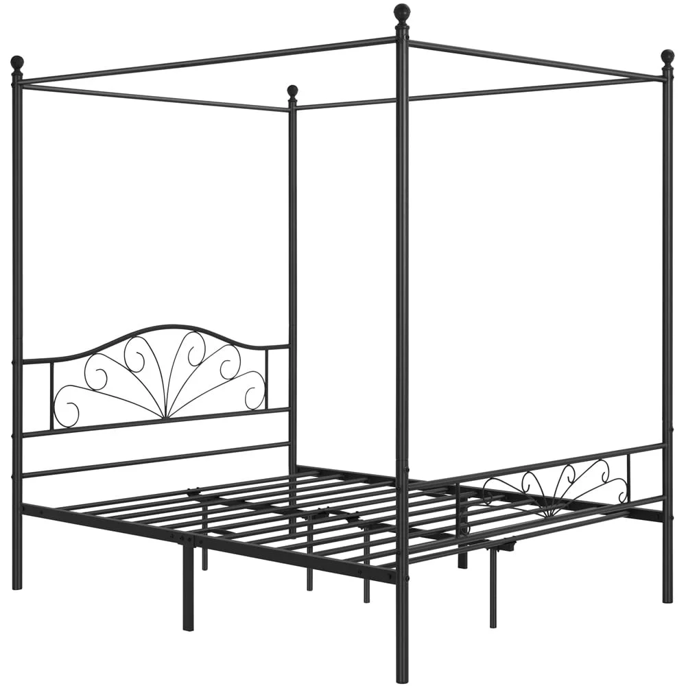 Yaheetech  Metal Canopy Bed Frame with Arched Headboard Four-poster Canopy Bed with Solid Slats Full