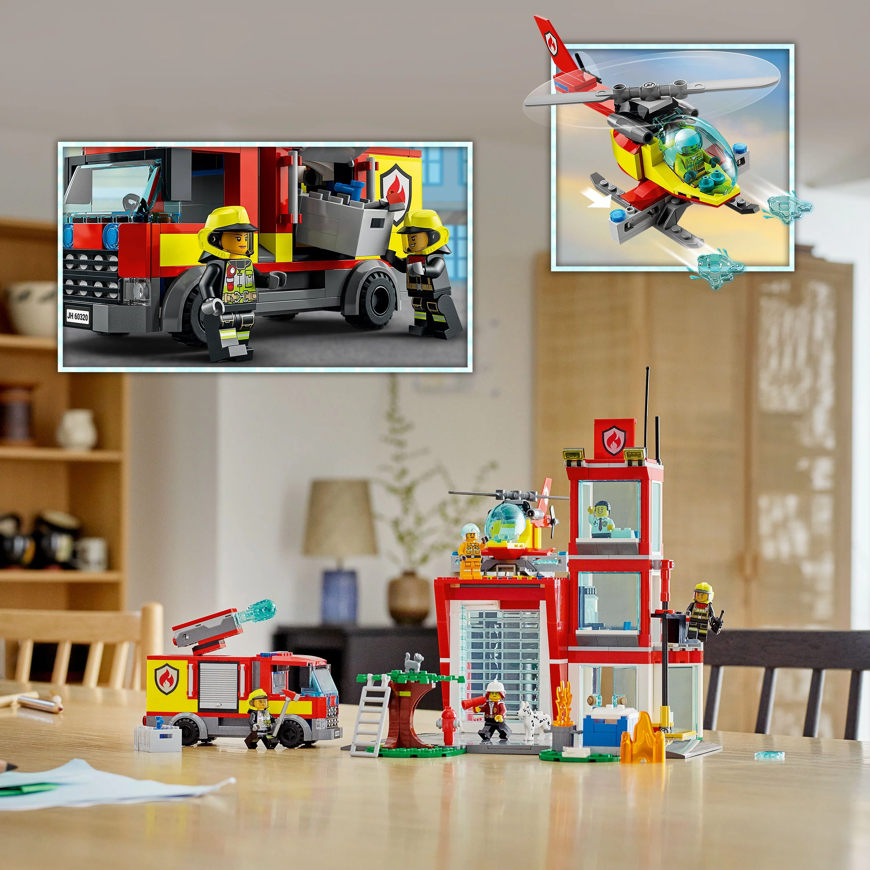 LEGO City Fire Station Set 60320 with Garage, Helicopter & Fire Engine Toys plus Firefighter Minifigures, Emergency Vehicles Playset