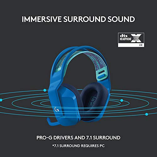 Logitech G733 Lightspeed Wireless Gaming Headset, Suspension Headband, Lightsync RGB, Blue VO!CE Mic, PRO-G Audio – Black, Gaming Headset Wireless