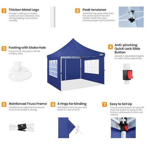 10x10 Pop Up Canopy Tent with 4 Sidewalls and Mesh Windows 2.0