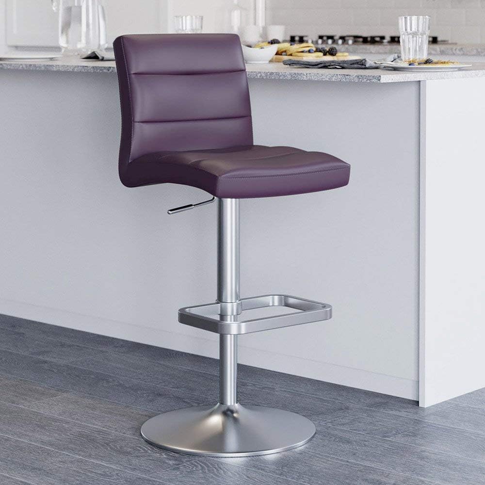 Zuri Furniture Black Lush Adjustable Height Swivel Armless Bar Stool