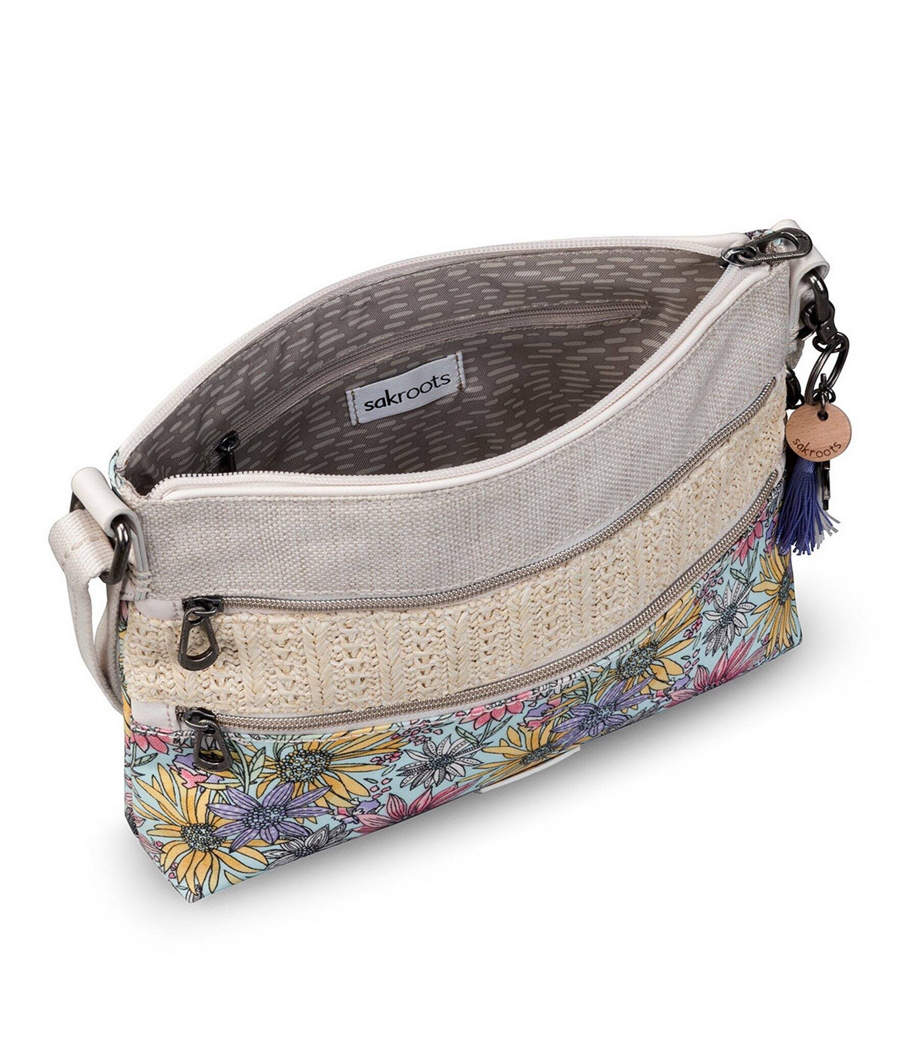 Sakroots Basic Double Zip Crossbody Bag - Multi in Bloom