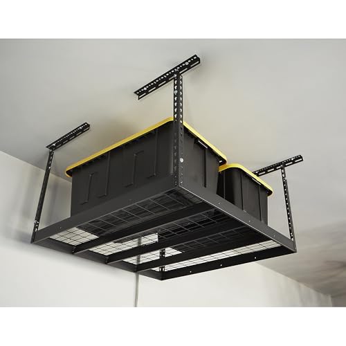 Klutch Gladiator Overhead Garage Storage Rack &mdash; Adjustable Height, 96in.L x 48in.D x 23&ndash;37in.H