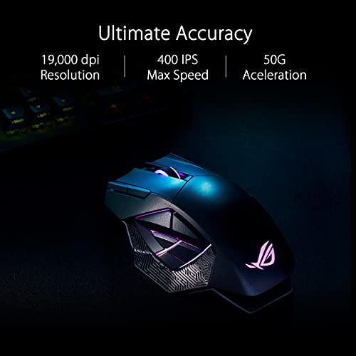 ASUS ROG Spatha X Wireless Gaming Mouse (Magnetic Charging Stand, 12 Programmable Buttons, 19,000 DPI, Push-fit Hot Swap Switch Sockets
