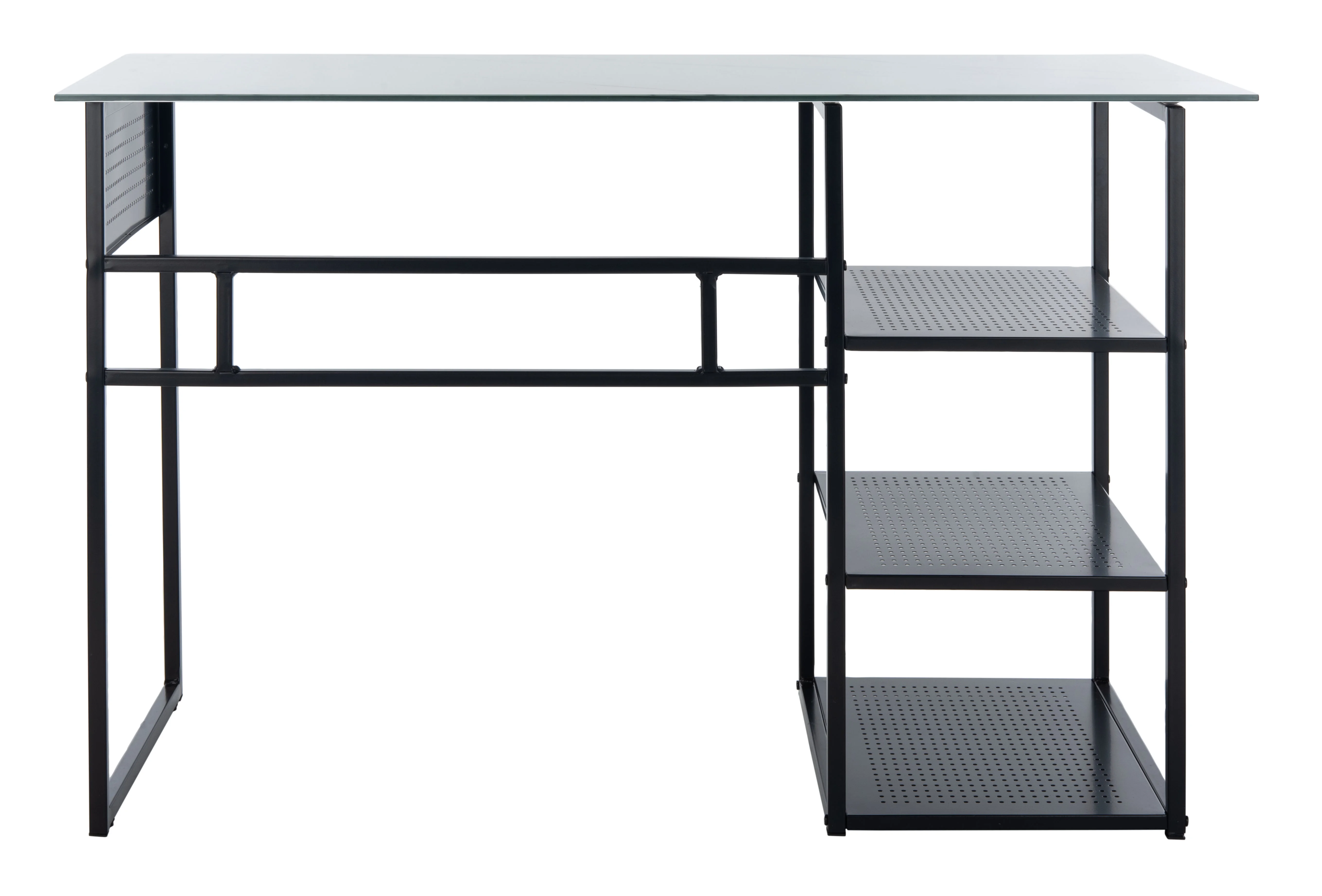 SAFAVIEH xyla White Marble Glass/Black Writing Desk (47.2 in. W x 21.7 in. D x 29.5 in. H)