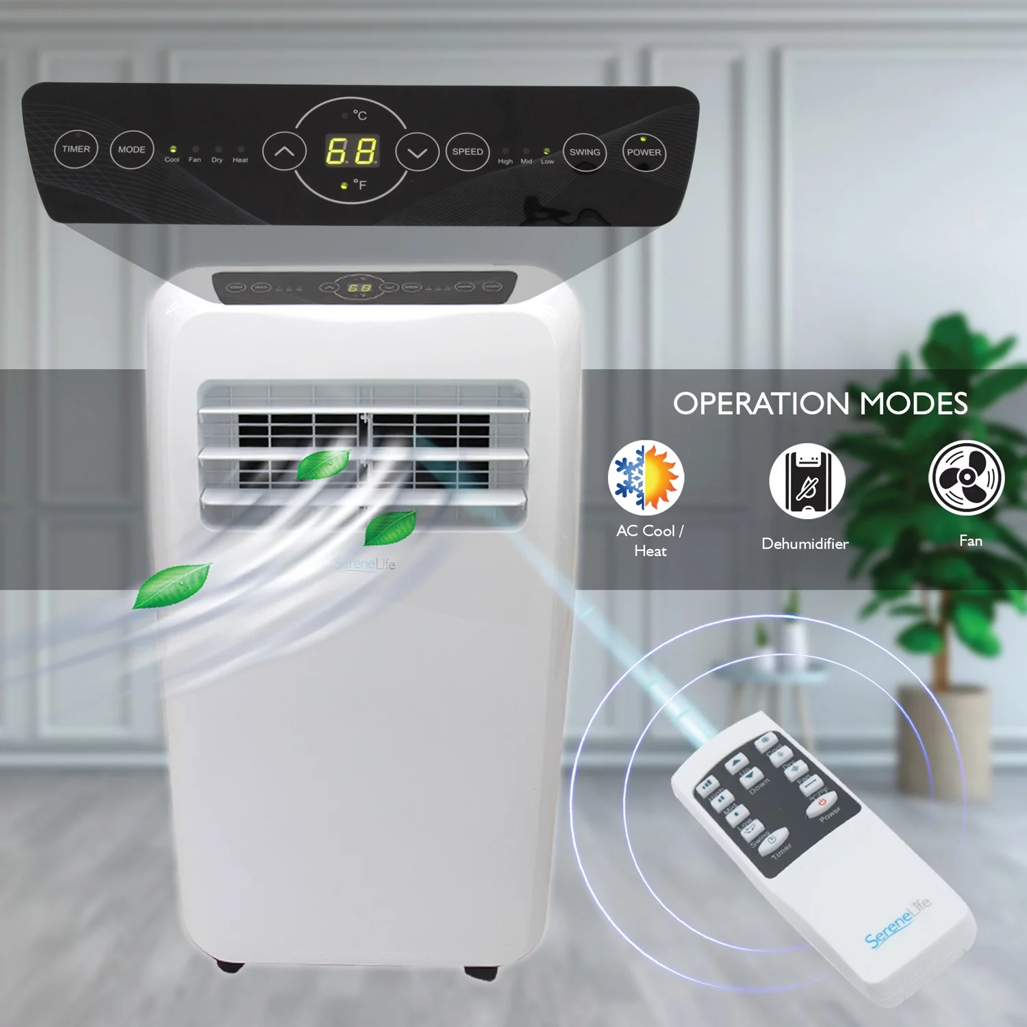 SereneLife SLACHT108 Portable Room Air Conditioner And Heater (10,000 BTU)