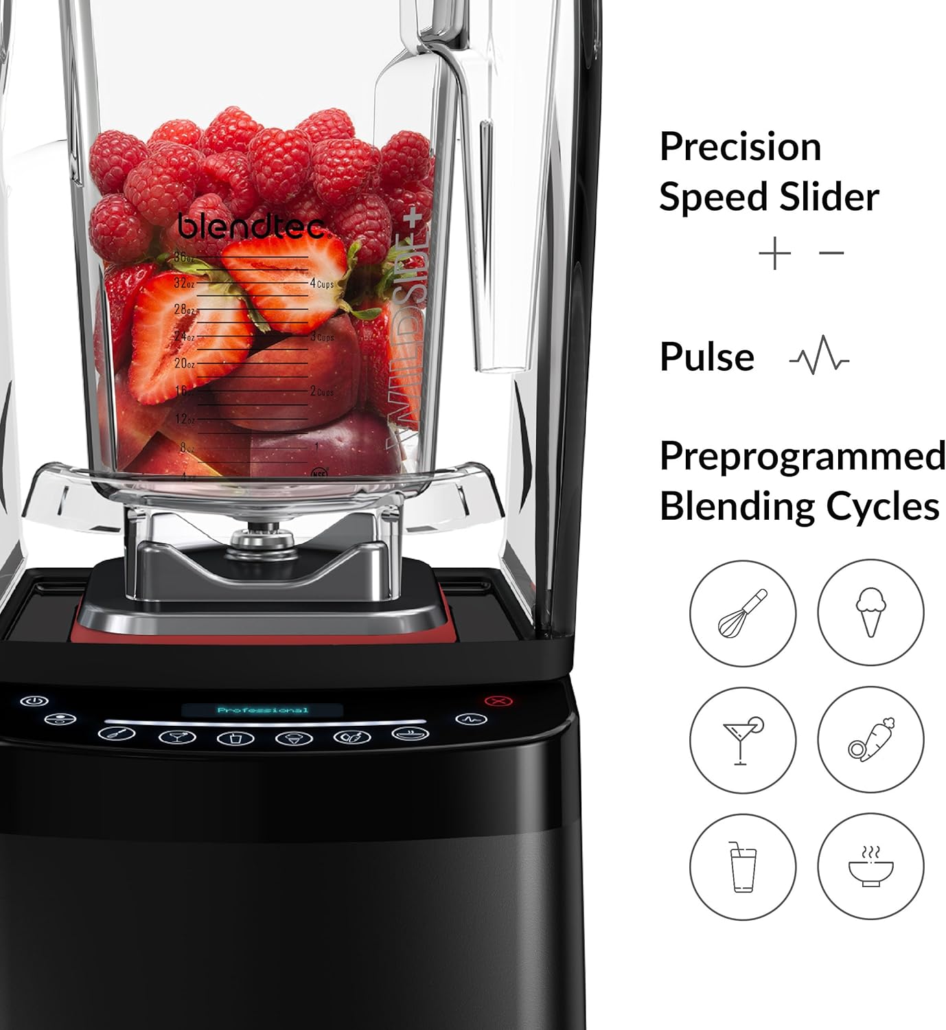 Blendtec Professional 800 - Blender with WildSide+ Jar (90 oz) for Smoothies & Frozen Drinks - Quietest Professional-Grade Power