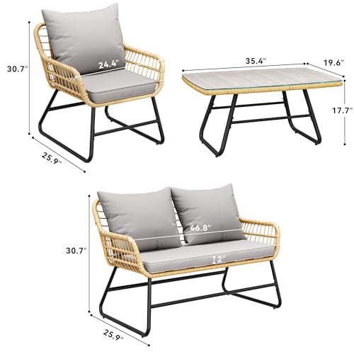 YITAHOME 4 Piece Patio Furniture Set, Wicker Outdoor Bistro Set