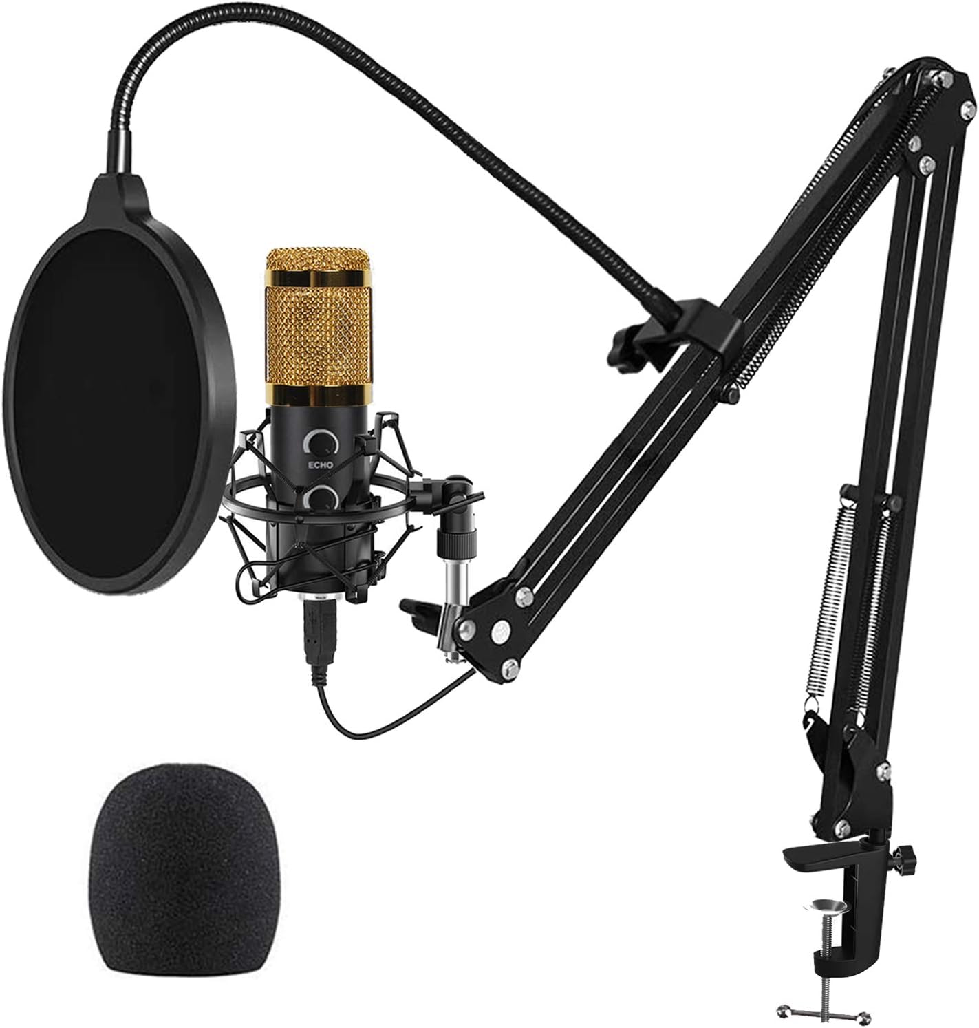 Upgraded USB Microphone for Computer, Mic for Gaming, Podcast, Live Streaming, YouTube on PC, Mic Studio Bundle with Adjustment Arm Stand