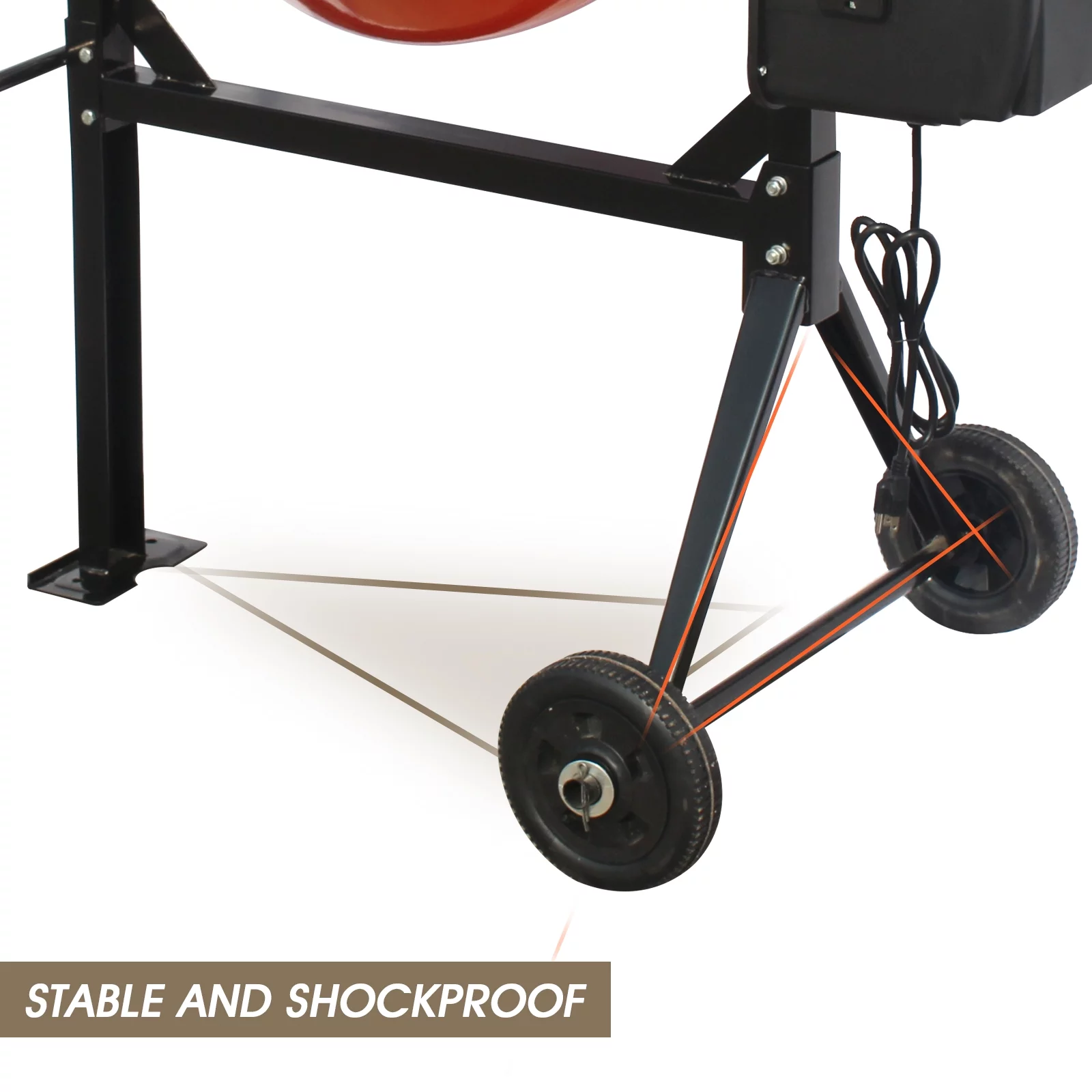 Oarlike 4/5HP Electric Concrete Cement Mixer 5 Cu Ft Mortar Mixing Stucco Seeds Portable Barrow Machine - Radiant Selections