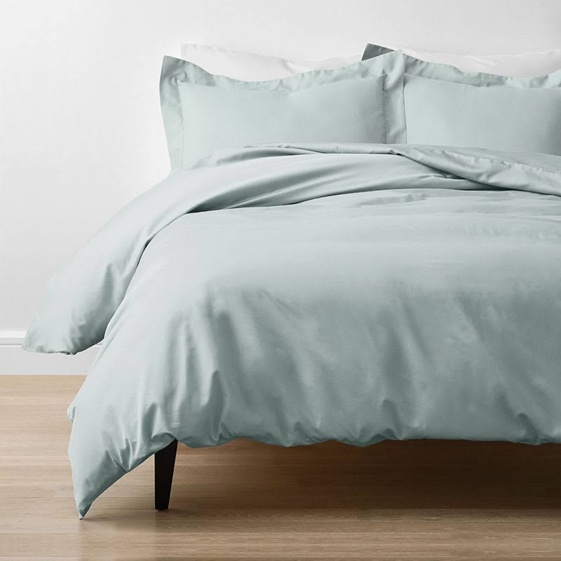 The Company Store Legends Pearl Gray Solid Egyptian Cotton Sateen Oversized Queen Duvet Cover