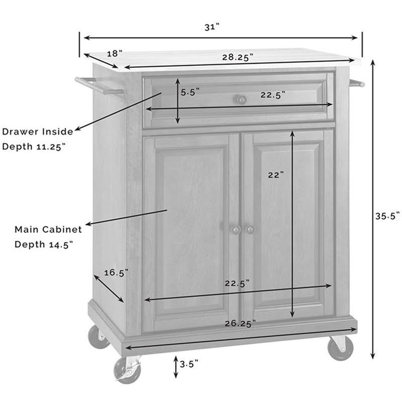 Pemberly Row Natural Wood Top Kitchen Cart in Mahogany - PR-376101