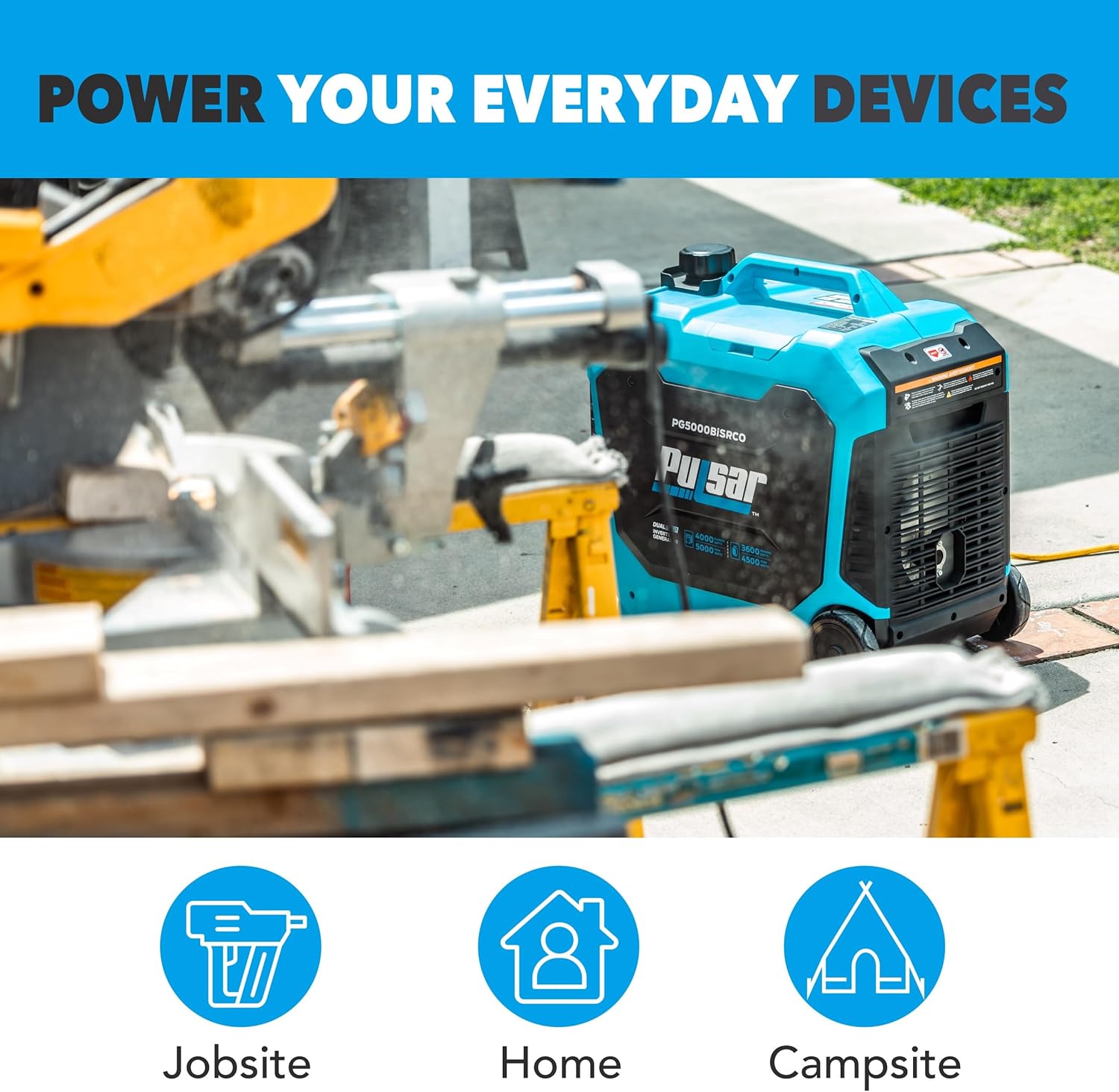 Pulsar PG5000BiSRCO Dual Fuel 30A RV Ready Portable Inverter Generator with Remote Start, CARB Compliant