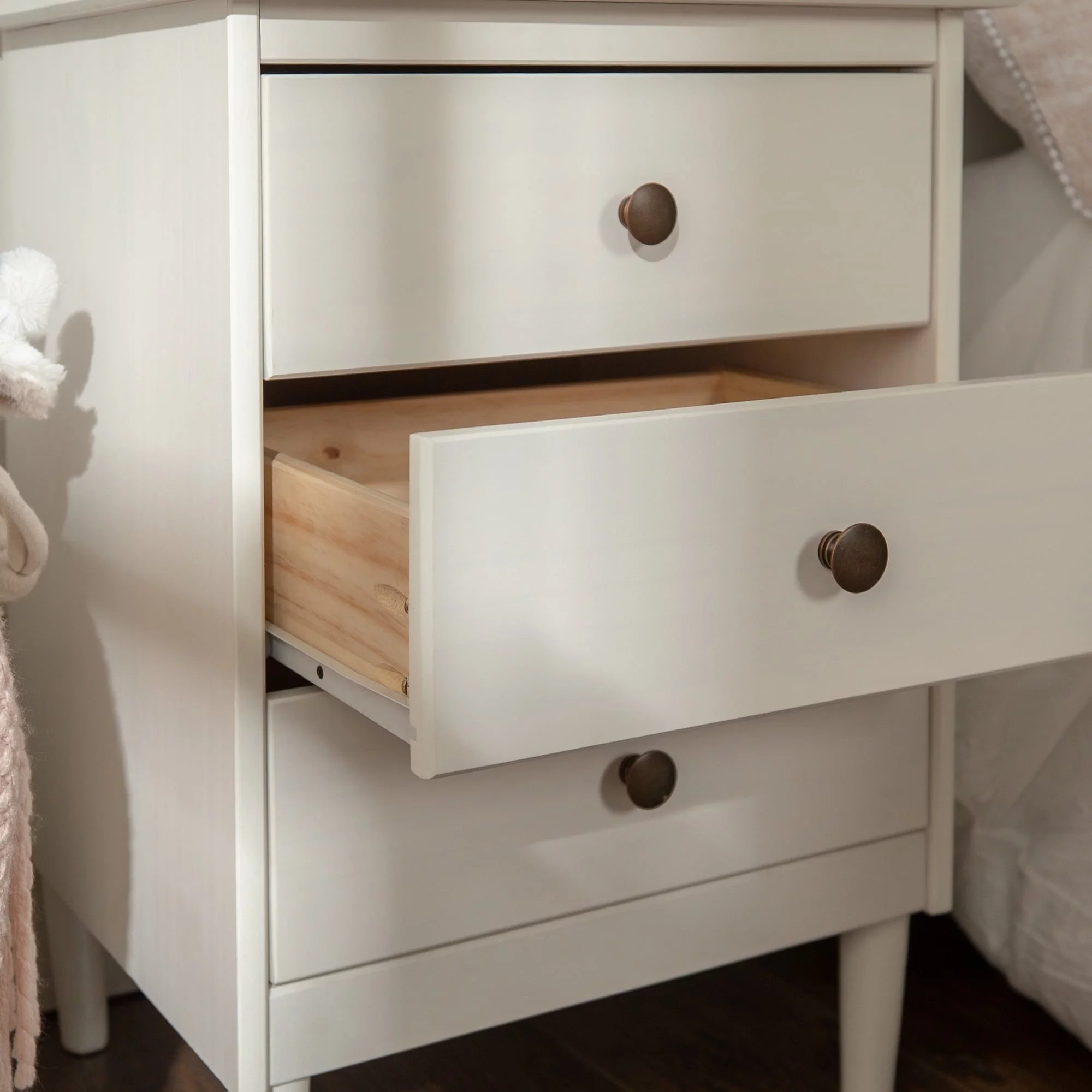 Taylor & Olive  Bullrushes 3-drawer Solid Wood Nightstand WHITE
