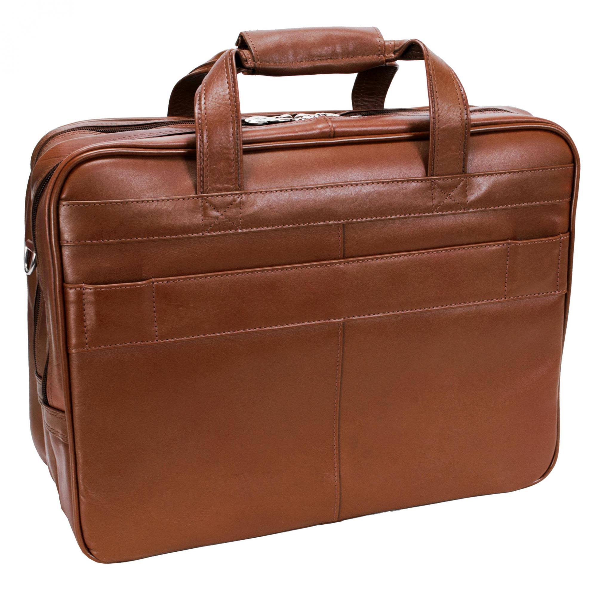 McKlein USA Ohare Leather Fly Through Checkpoint Friendly 17x22 Detachable Wheeled Laptop Case Brown