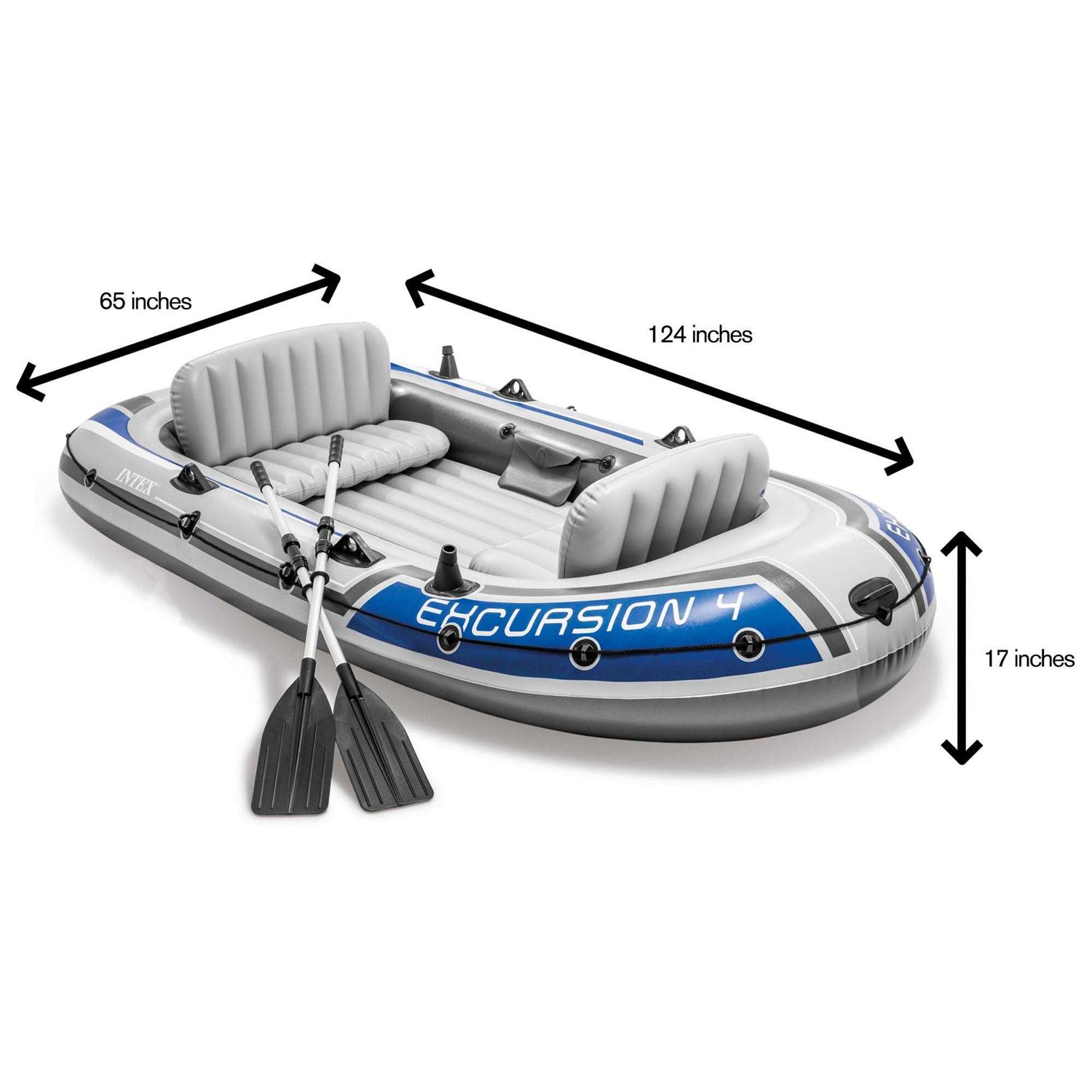 INTEX Excursion Inflatable Boat Series: Includes Deluxe 54in Boat Oars and High-Output Pump – SuperTough PVC – Adjustable Seats with Backrest –