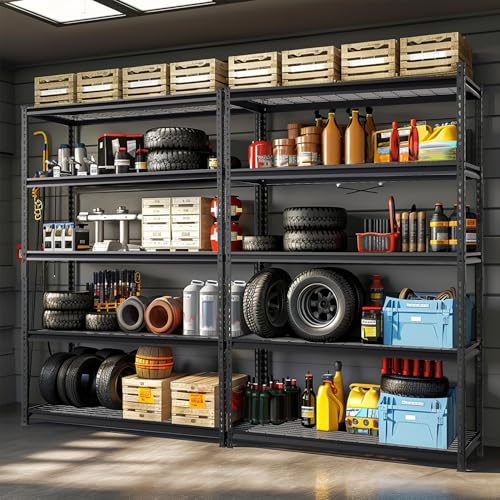 WORKPRO 5-Tier Metal Shelving Unit, 48”W x 24”D x 72”H, Heavy Duty Adjustable Storage Rack, 4000 lbs Load Capacity (Total), for Garage, Basement
