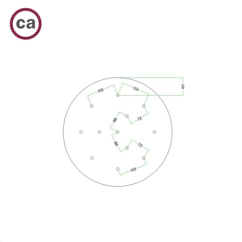 12 Holes - Extra Large Round Ceiling Canopy Kit - Rose One System Satin Brass Dibond - XXL Ceiling Canopies