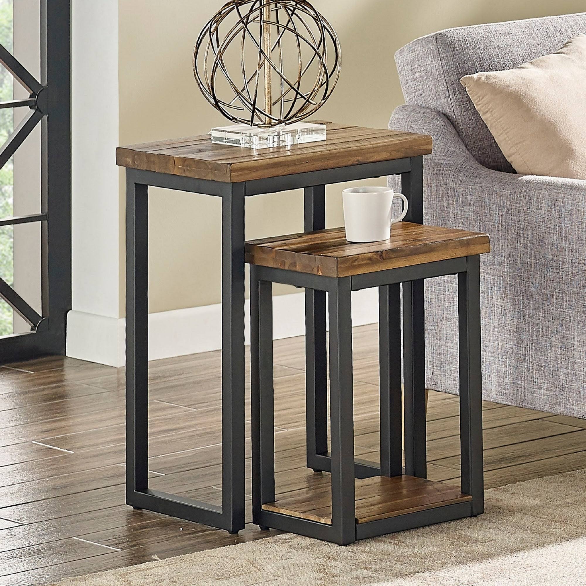 Carbon Loft Ciaravino Rustic Wood Nesting End Tables (Set of 2)