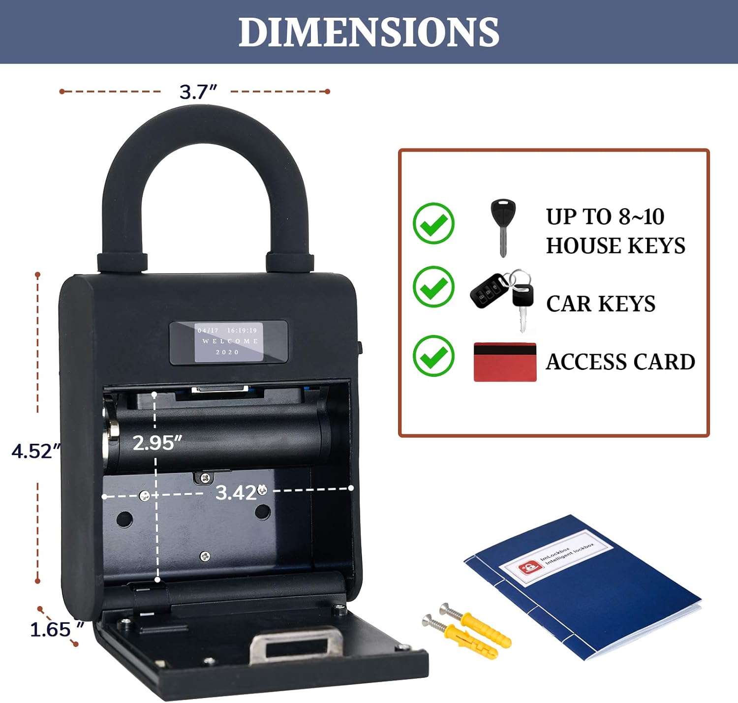 Security Key Lock Box, Bluetooth Smart Secured Lock Box with Management APP