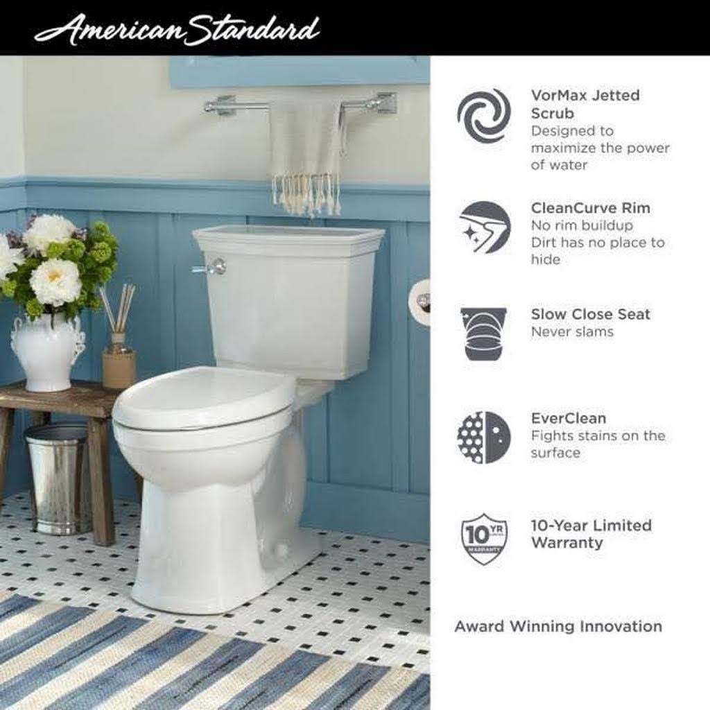 American Standard Optum Vormax Complete Right Height 2-Piece 1.28 GPF Elongated Toilet in White