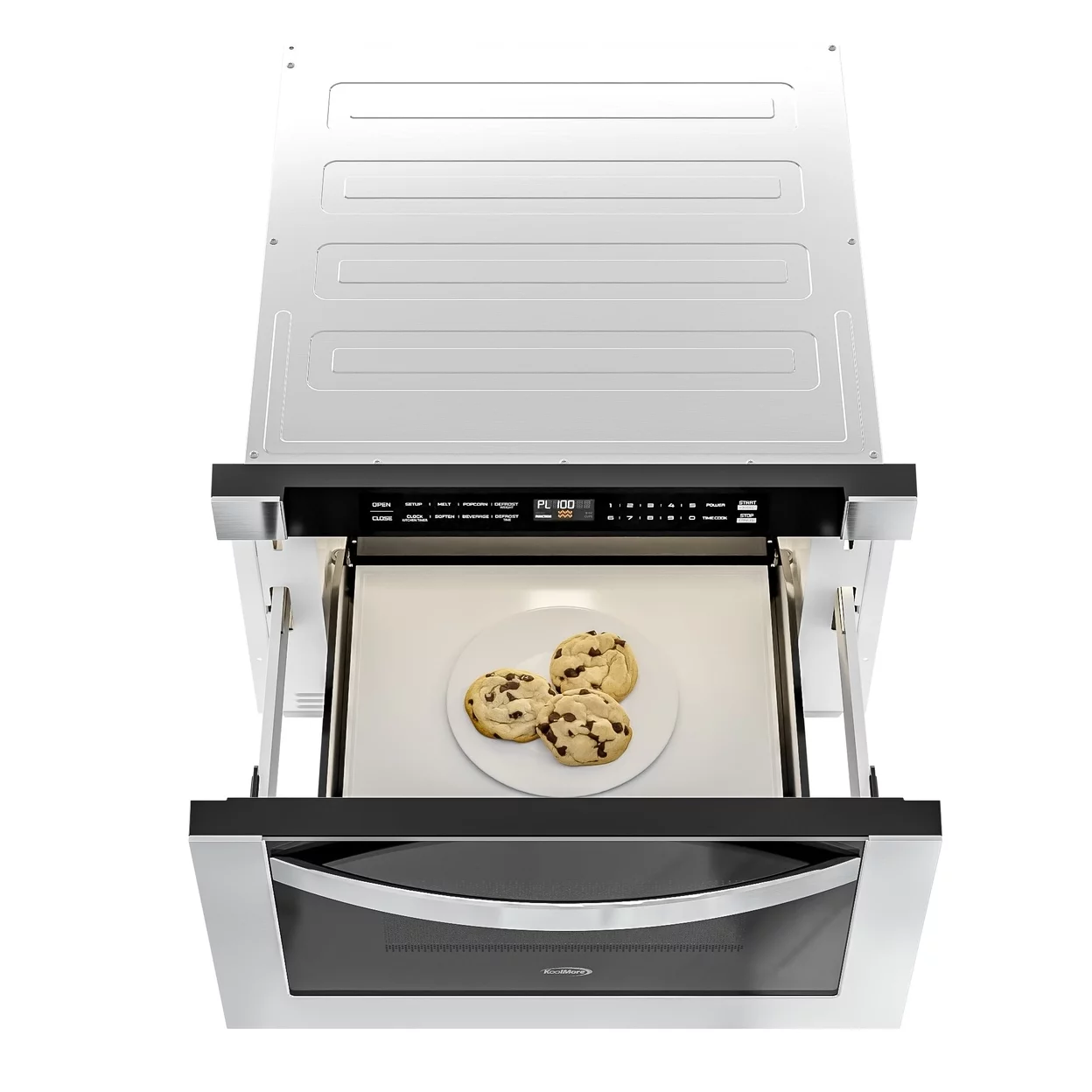 24 in. Stainless-Steel Microwave Drawer, Wall-Mounted with Flat Bottom, 1.2 Cu. Ft. (KM-MD-1SS)