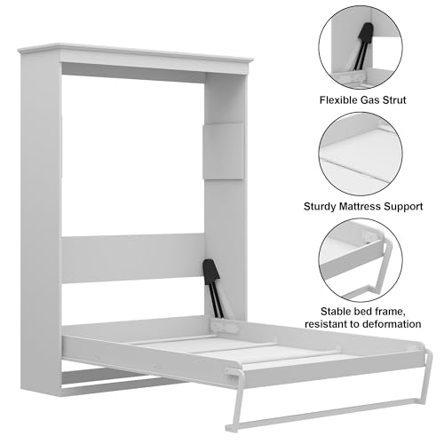 Black Wood Full Size Murphy Bed, Murphy Bed Full Space-Saving Wall Beds