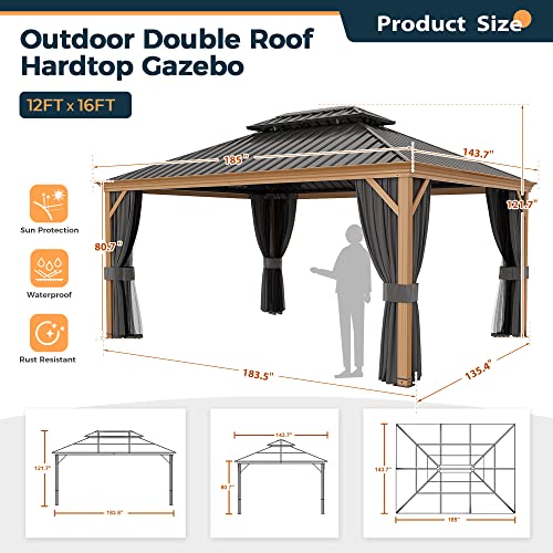 HAPPATIO 10' x 12' Hardtop Gazebo