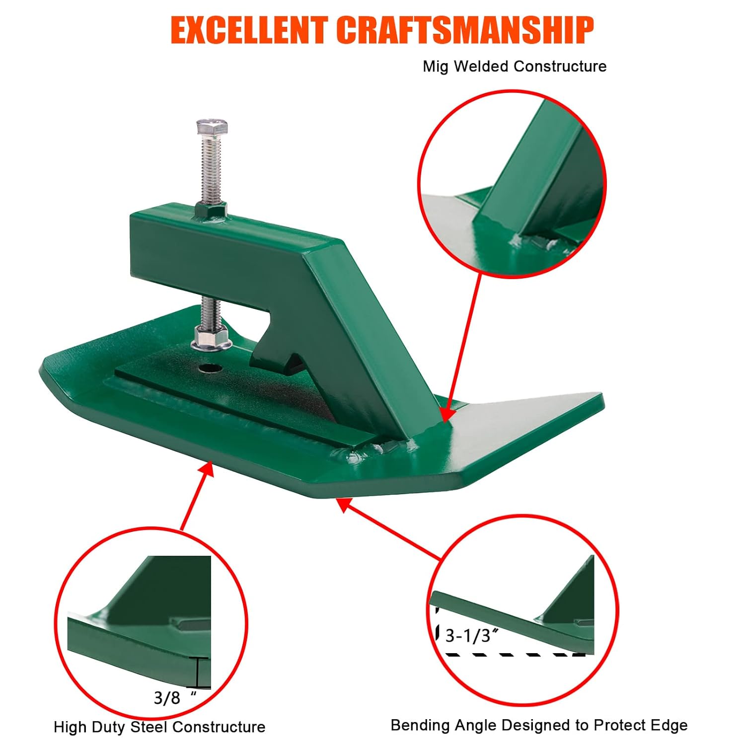 ONECHOI Tractor Bucket Edge Tamer, Heavy Duty Steel Bucket Attachments, 12" Long Skid Edge Protector Turning Bucket into Snow Pusher